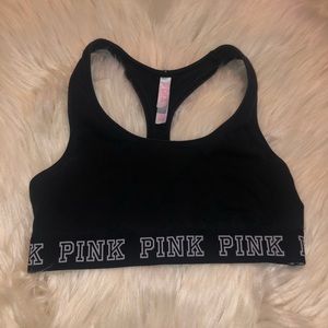 Pink Victoria’s Secret size small black sports bra